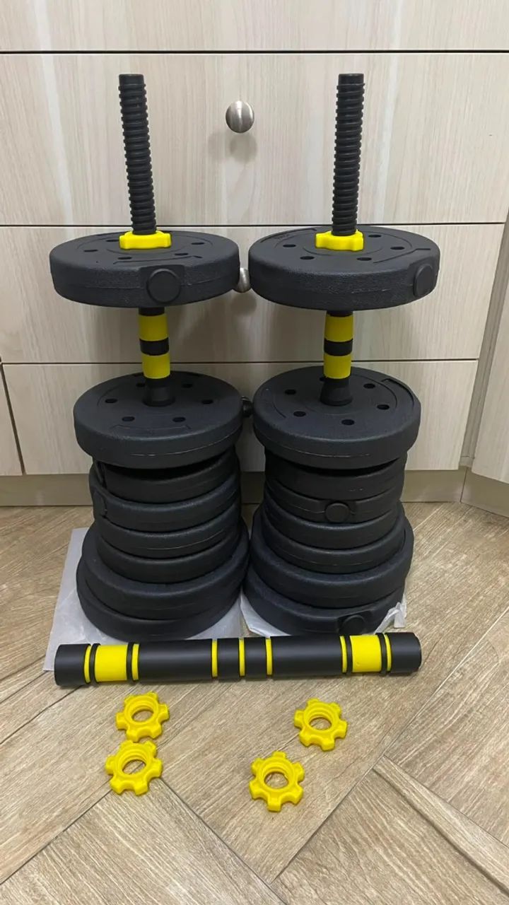 HALTERES AJUSTÁVEIS 29KG- SEMINOVOS, PRONTOS PARA TREINAR! - Foto 2