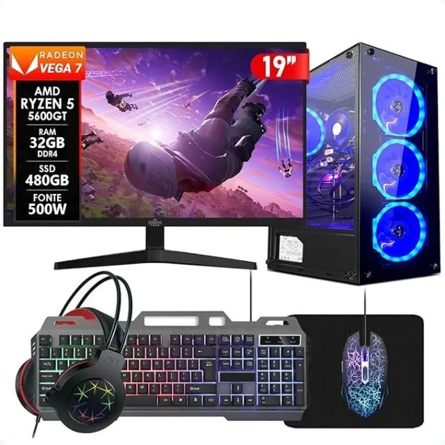 PC Gamer Completo AMD Ryzen 5 5600GT 32GB DDR4 SSD 480GB