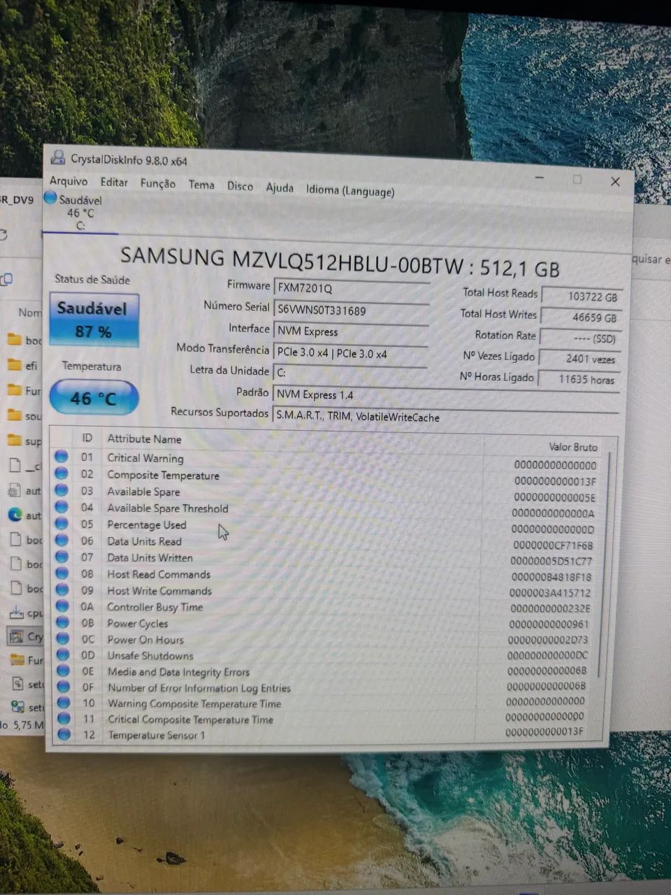 SSD NVME SAMSUNG 512GB PCI 3.0 3000MBS 