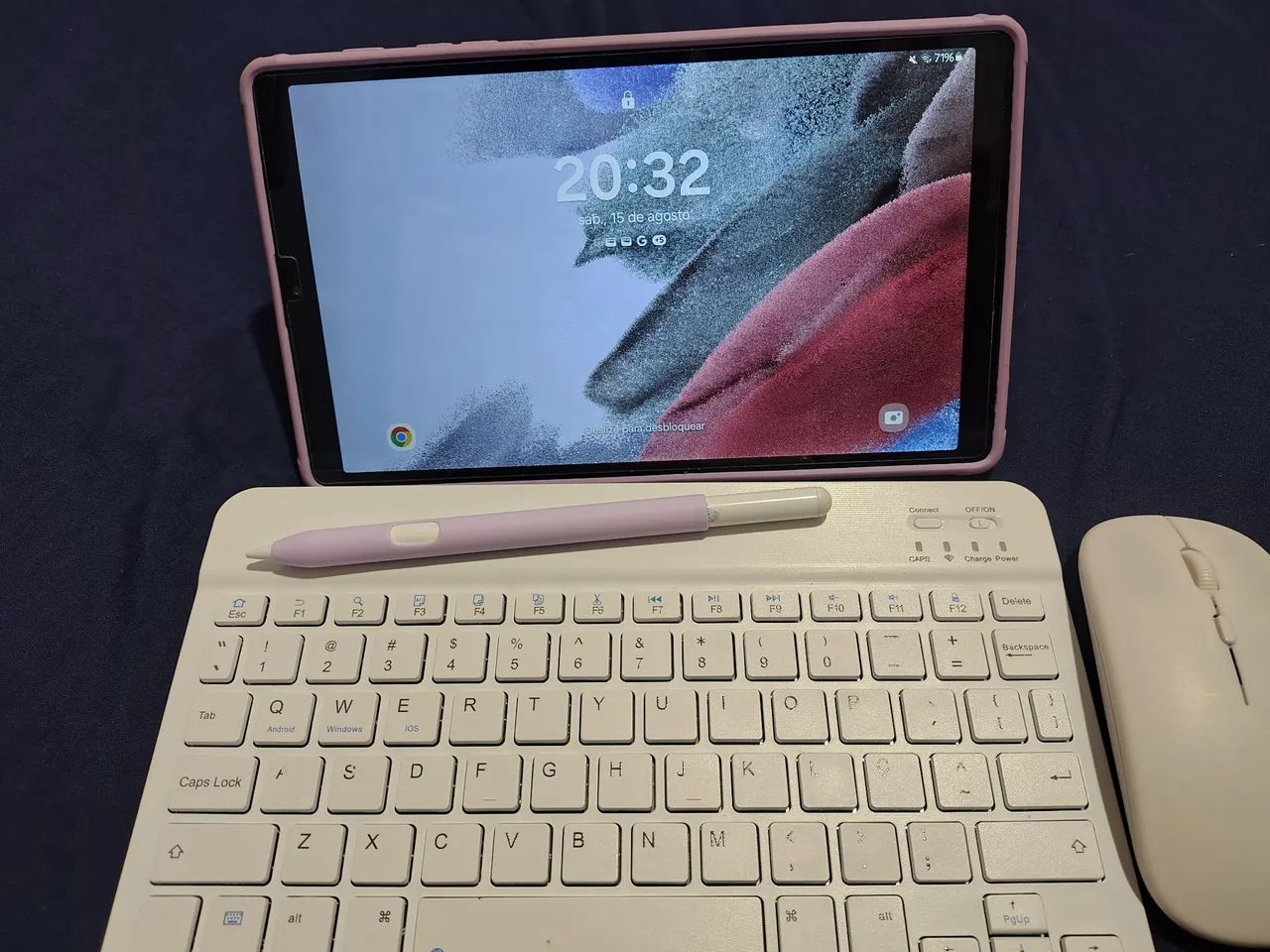 Tablet Samsung Galaxy A7 Lite 32gb 4gb ram com Caneta Teclado e Mouse Bluetooth 