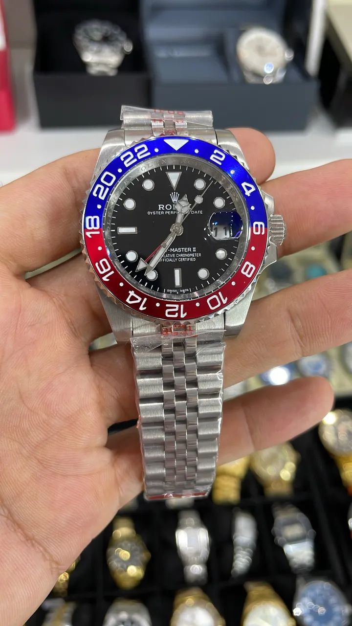 Relógio Rolex Pepsi Automático com tamanho de 40mm
