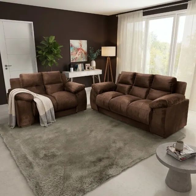 Conjunto de Sofa Luna 2 e 3 Lugares TecidoVeludo - Estofar - Foto 2