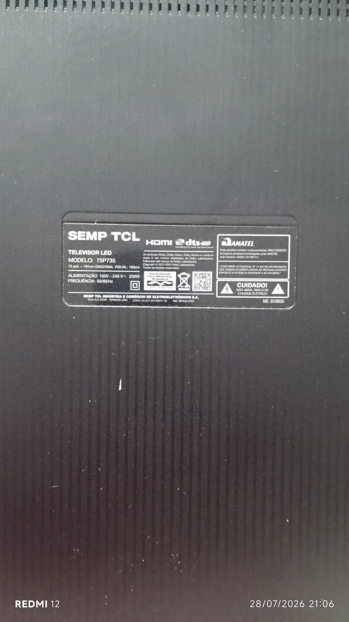 Retirada de peças da tv TCL75 Polegadas  - Foto 2