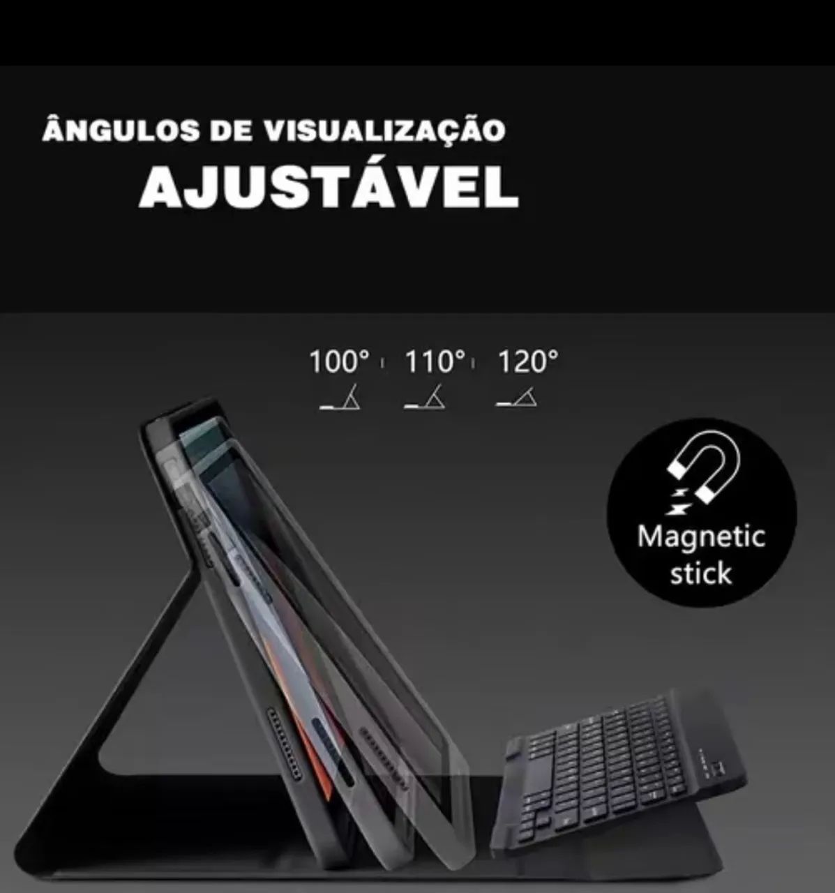 Capa case capinha com teclado ABS para iPad 7ª, 8ª, 9ª geração - Foto 2