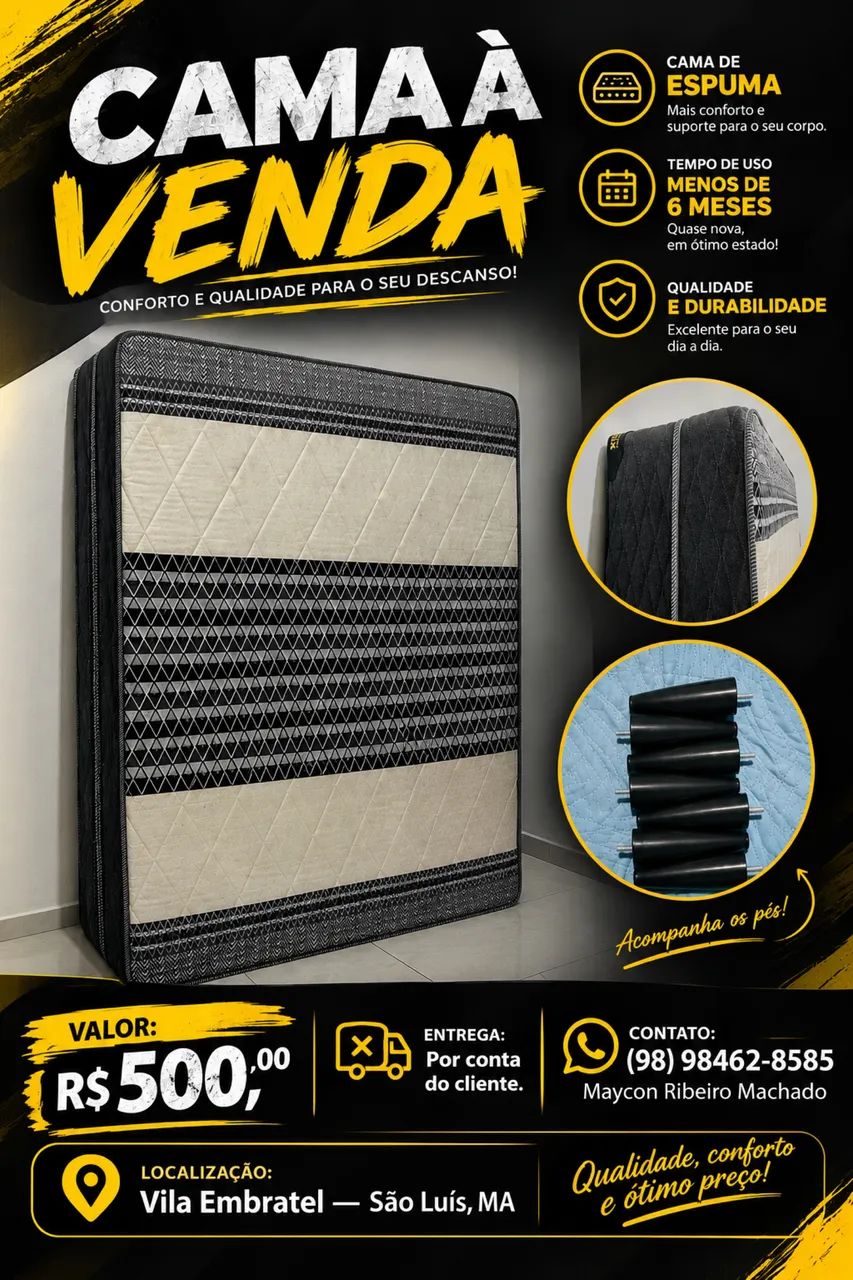 Cama de Casal de Espuma! R$ 500 