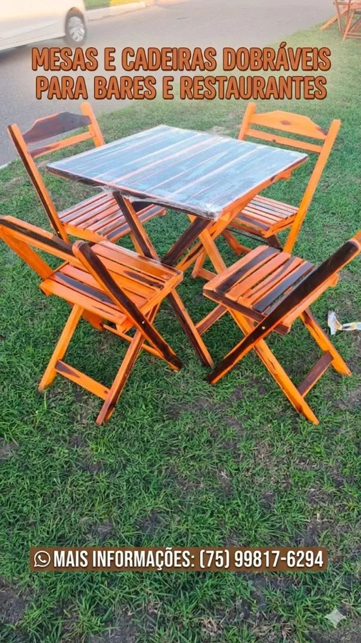 Mesas e cadeiras dobráveis para bares e restaurantes 