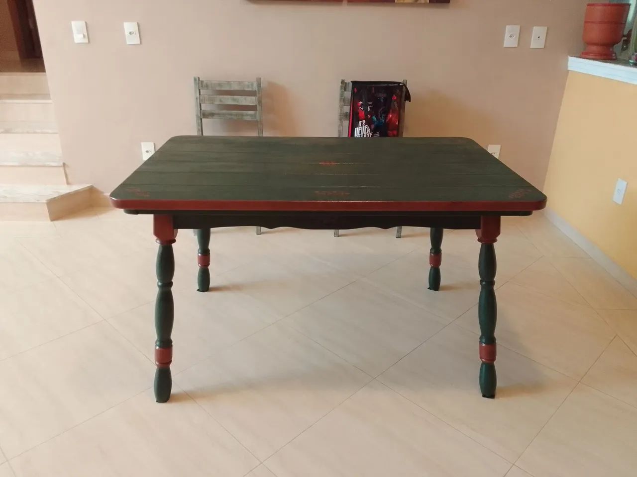 Mesa colonial madeira maciça repaginada 
