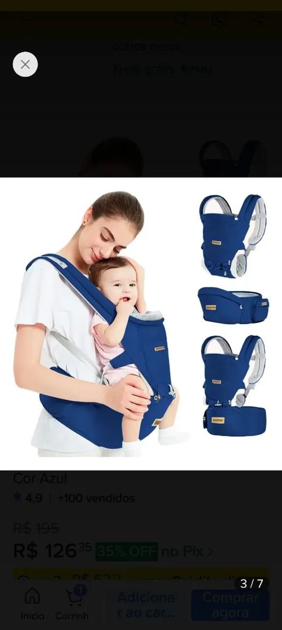 BOLSA CANGURU BEBÊ BRASTOY - Foto 3