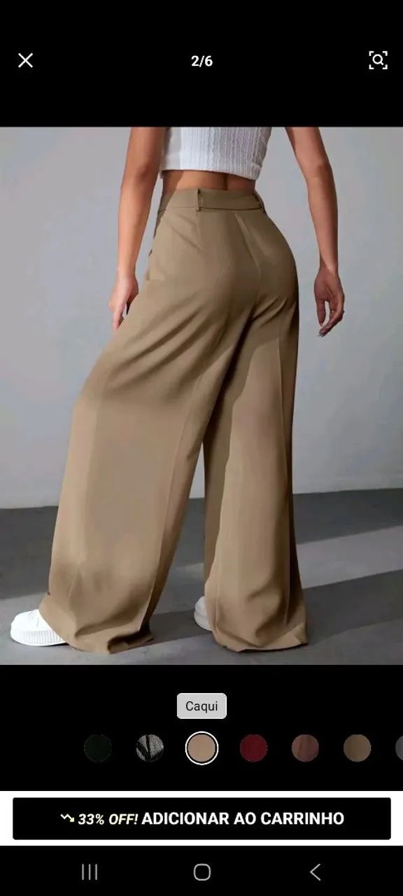 Calça pantalona alfaiataria bege - Foto 5