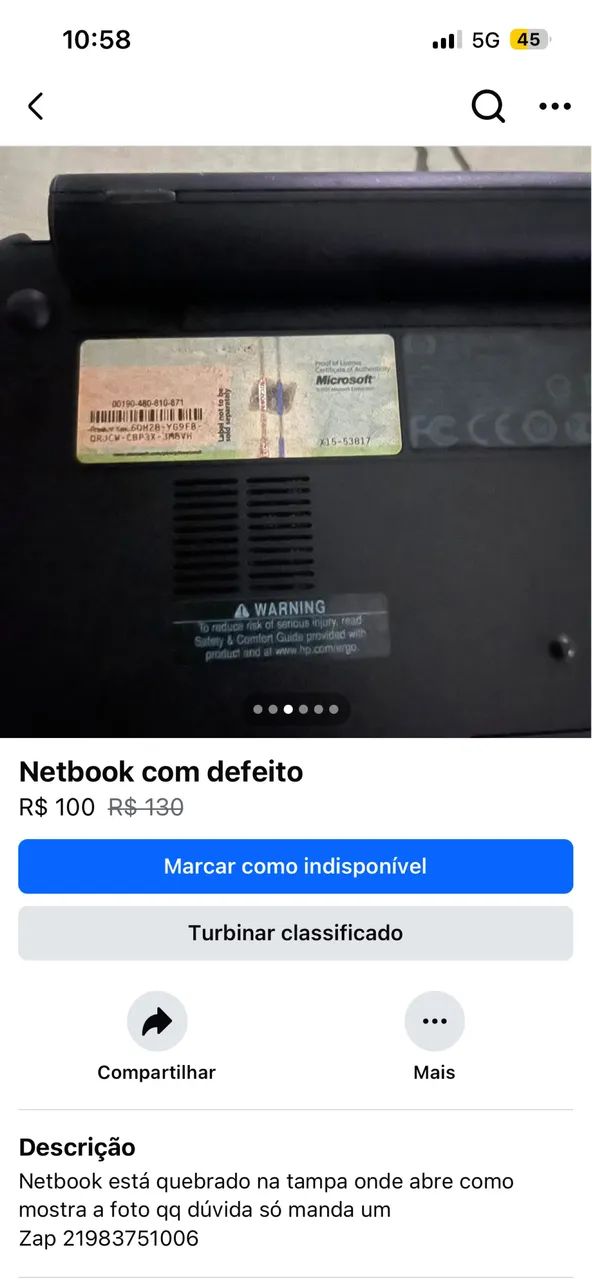 Netbook com defeito  - Foto 5