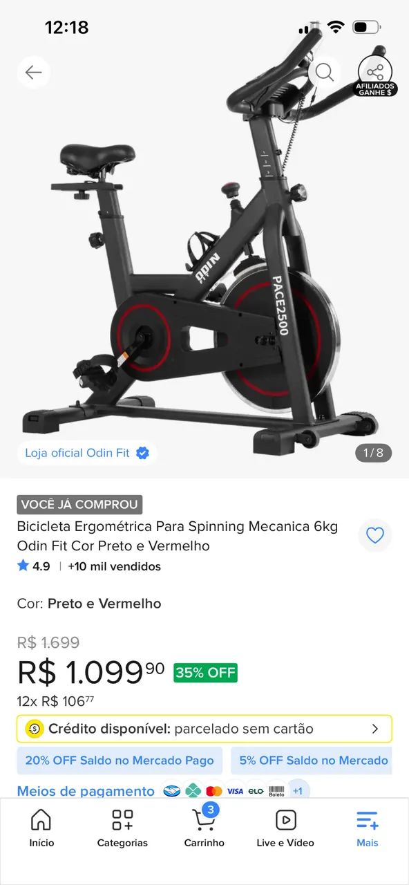 Bicicleta Ergométrica Spinning Odin Fit PACE 2500 - Praticamente Nova / Já Montada - Foto 4