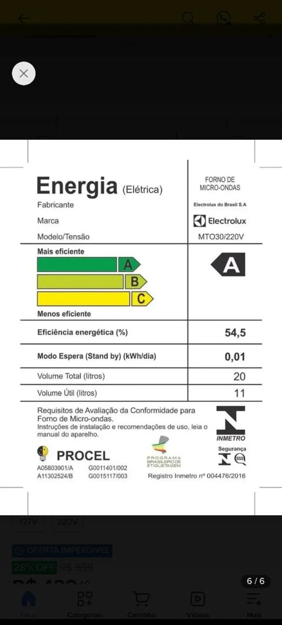Microondas Eletrolux 20 litros - Foto 3