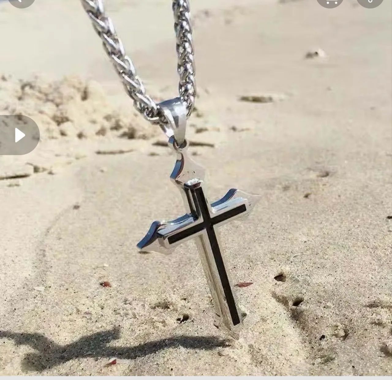Corrente em aço inoxidável + Pingente em Cruz - Foto 2