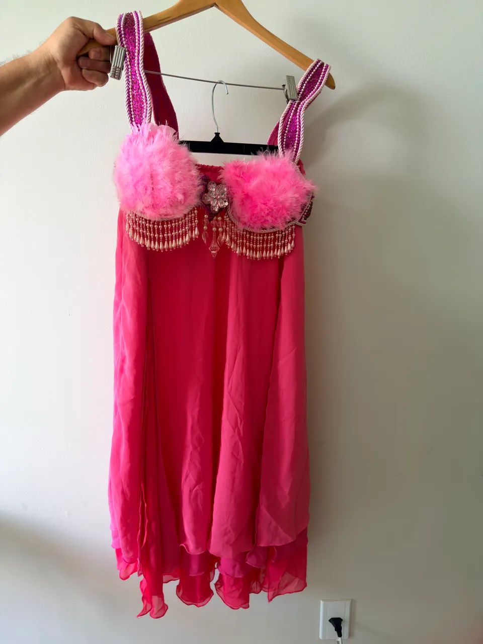 Conjunto para dança do ventre bordado a mão com saia tripla  - Foto 2