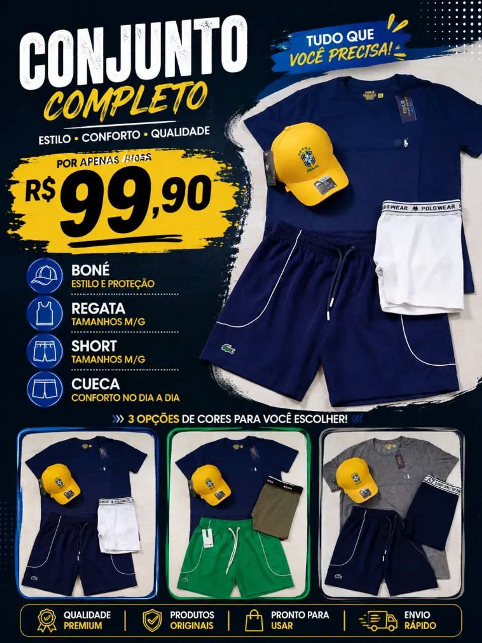 Conjuntos camisa boné short e cueca  - Foto 2