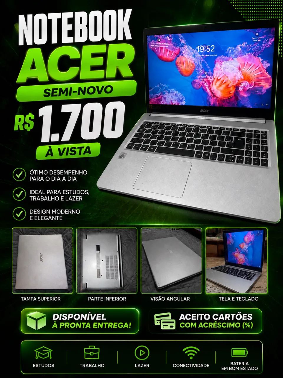 NOTEBOOK ACER SEMI NOVO