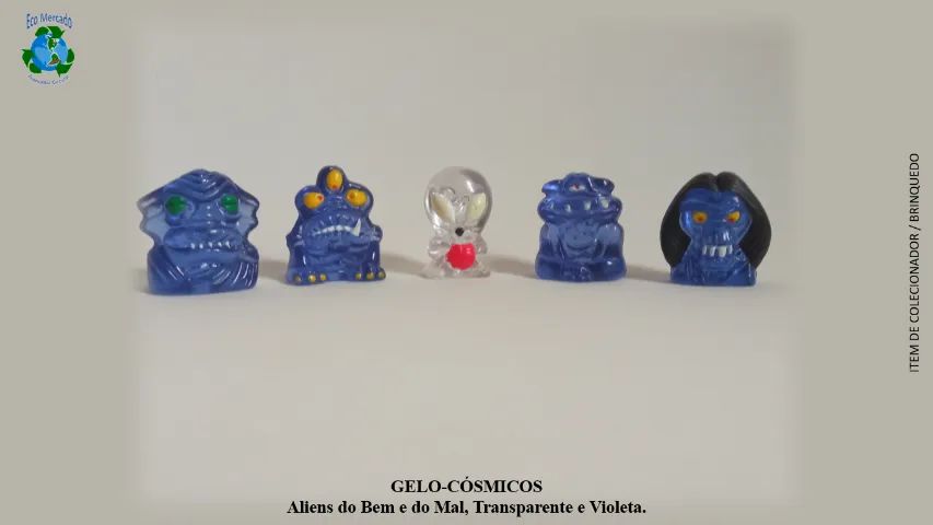 Gelo-Cósmicos, Aliens do Bem e do Mal, Transparente/Violeta, Fosforescentes.
