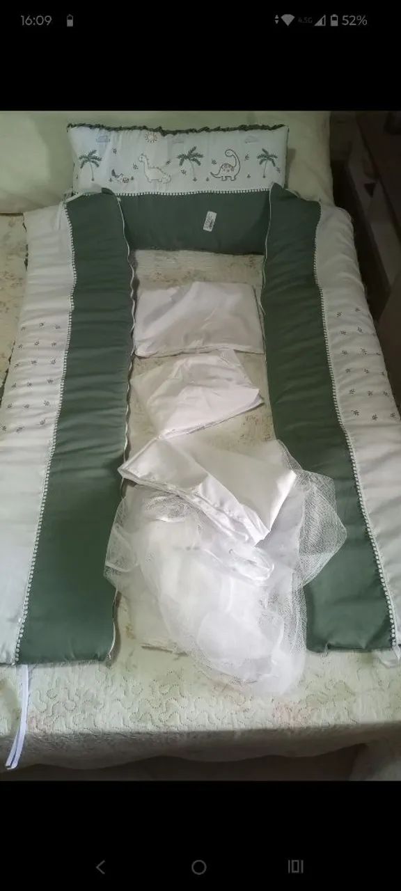 Kit berço verde militar 