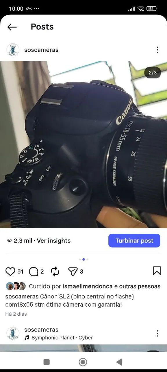 Canon SL2 seminova!