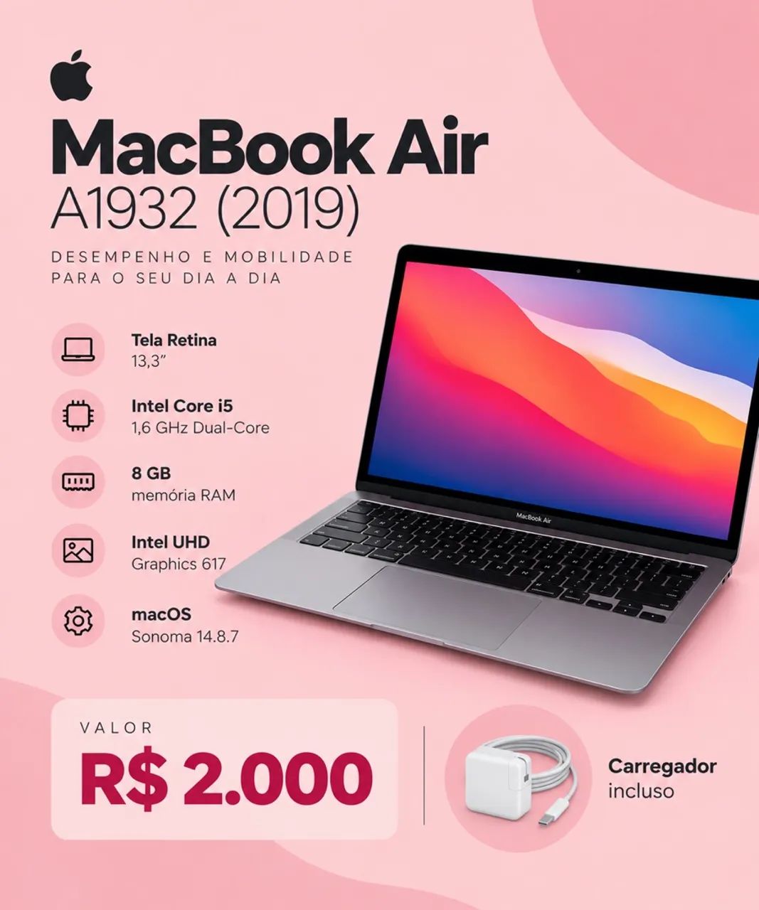 MacBook Air Retina 2019 - Intel Core i5 - 8GB RAM