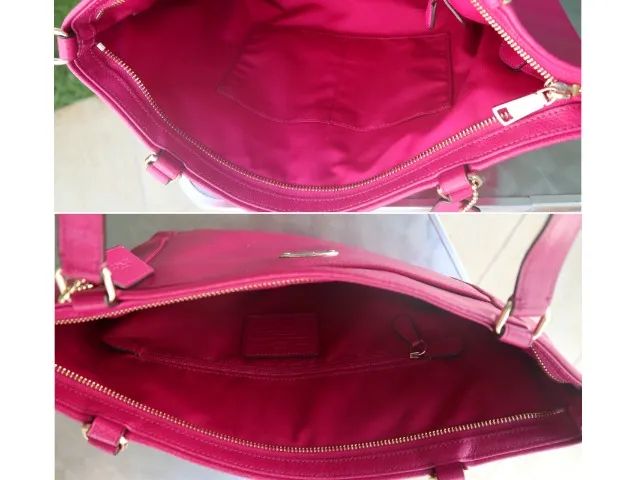 Bolsa de Couro Coach estilo Tote Pink - Foto 3