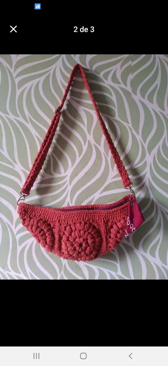 Pochete em croche feito a mao e forrada - Foto 2