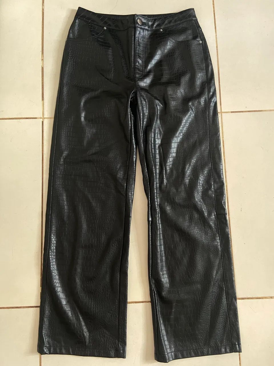 Calça de couro preta 40