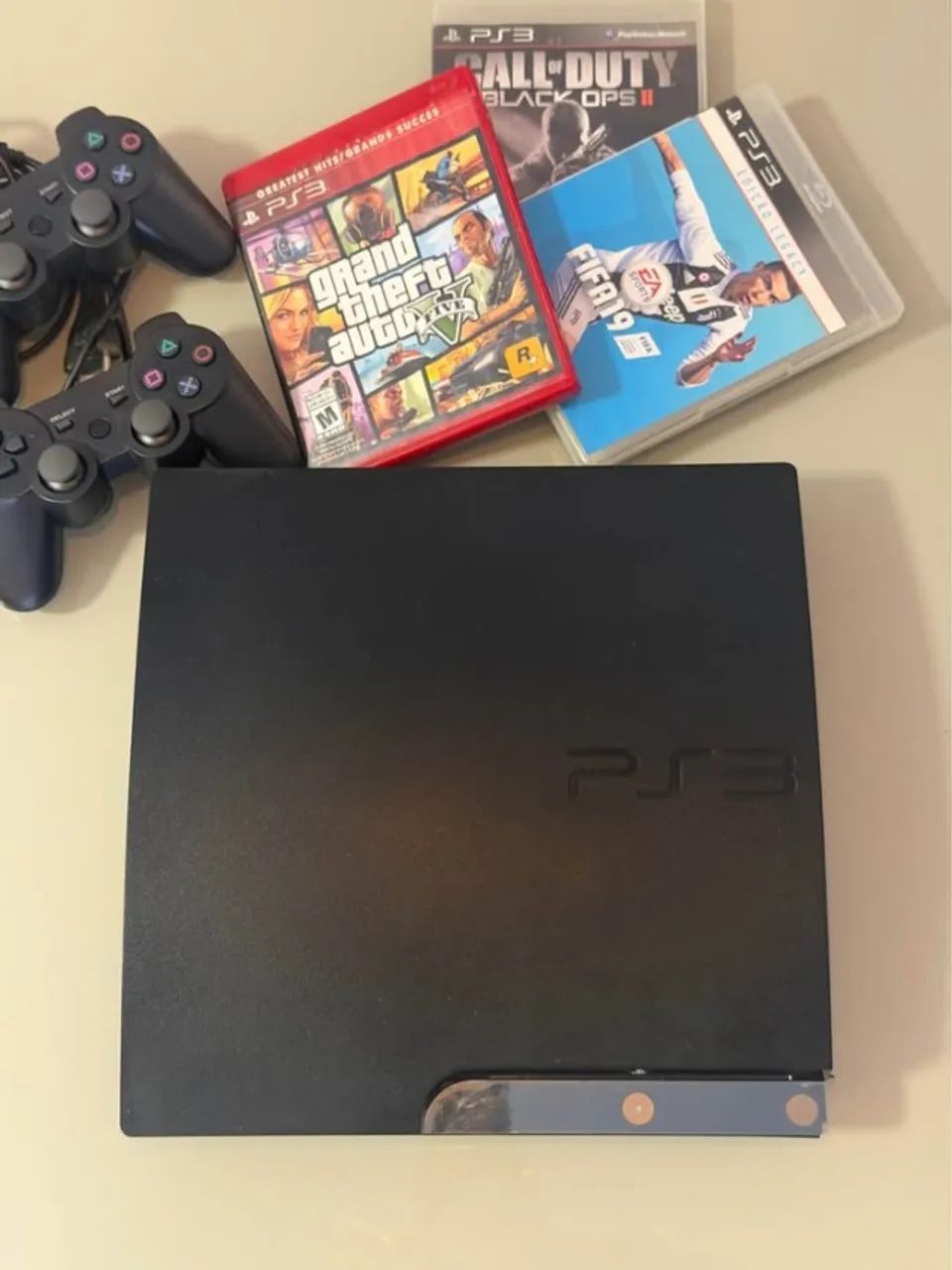 PlayStation 3 Slim Desbloqueado + 2 Controles + GTA V + Fifa Legacy