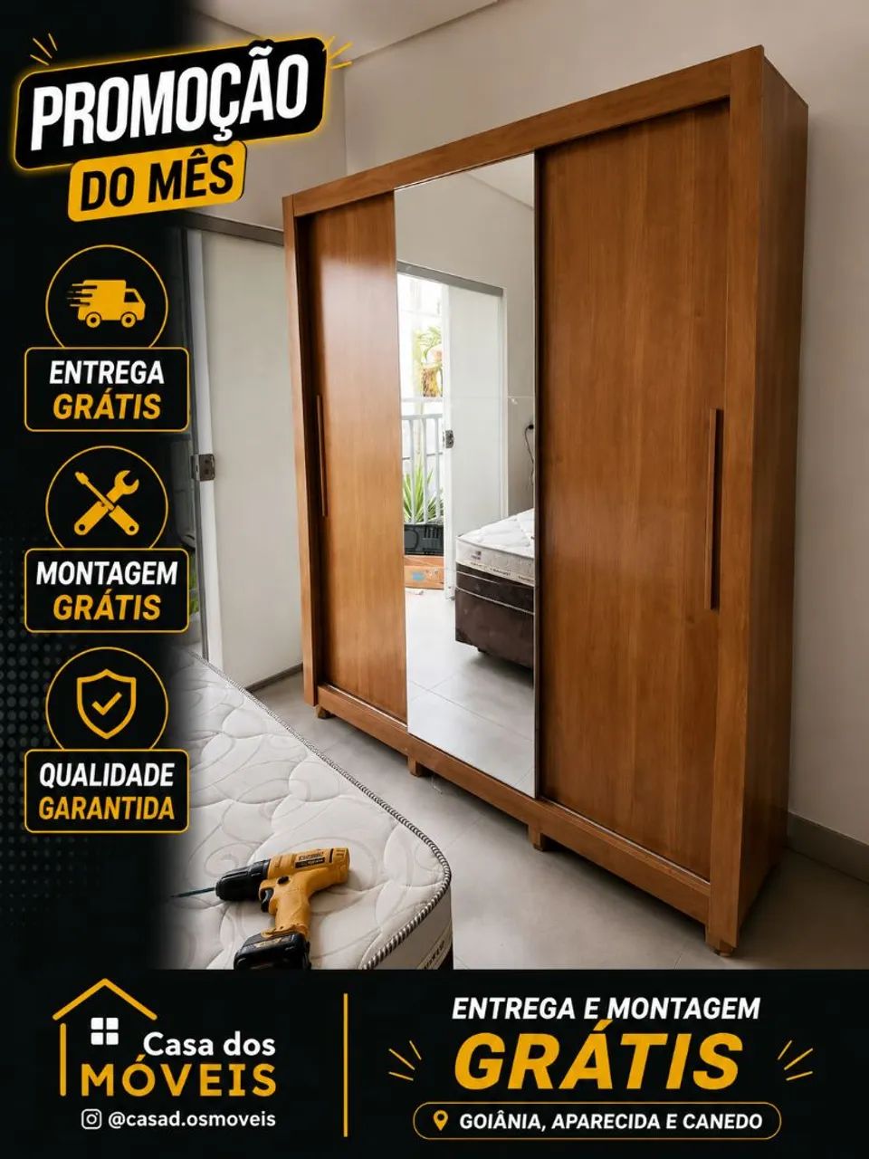 Guarda roupa Panamá com espelho 