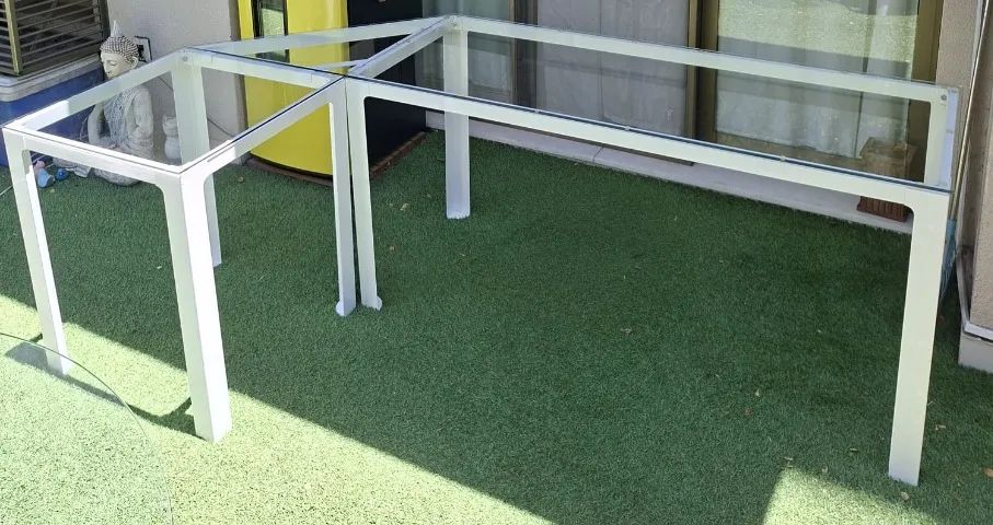 Mesa em L de aço com tampo de vidro Tok Stok - Foto 2