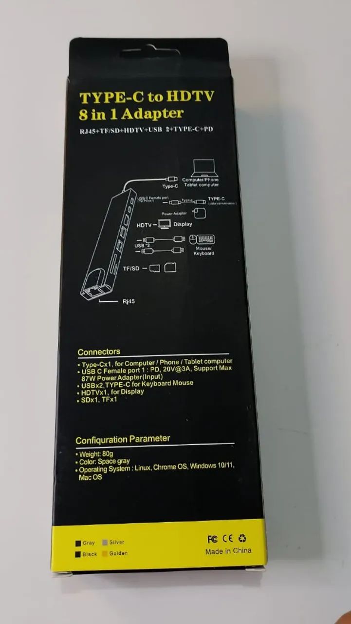 Adaptador Hub Usb- C 8 em 1 Para MacBook e Notebook/ PC HDMI 4K RJ45, USB 3.0  - Foto 4