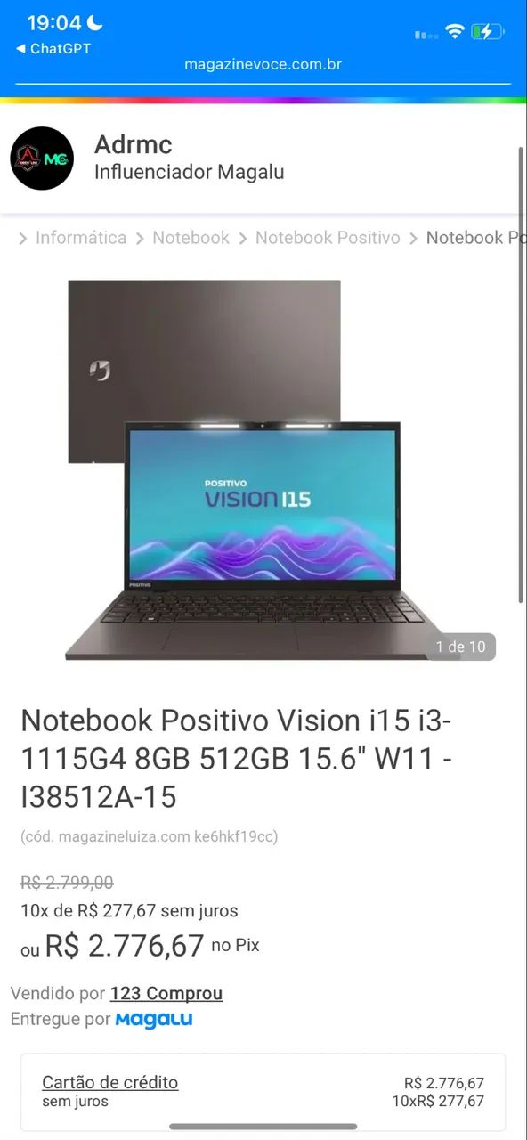     Notebook Positivo Vision i15 i3 11ª Geração | 8GB RAM | SSD 512GB | Full HD - Foto 3
