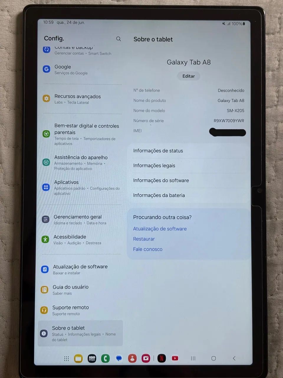 Vendo Tablet Galaxy TAB A8 sem marcas de uso