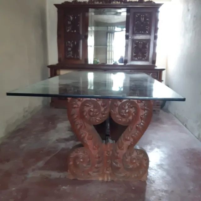 Conjunto Sala de Jantar de Madeira de lei,mesa com oito cadeiras - Foto 5