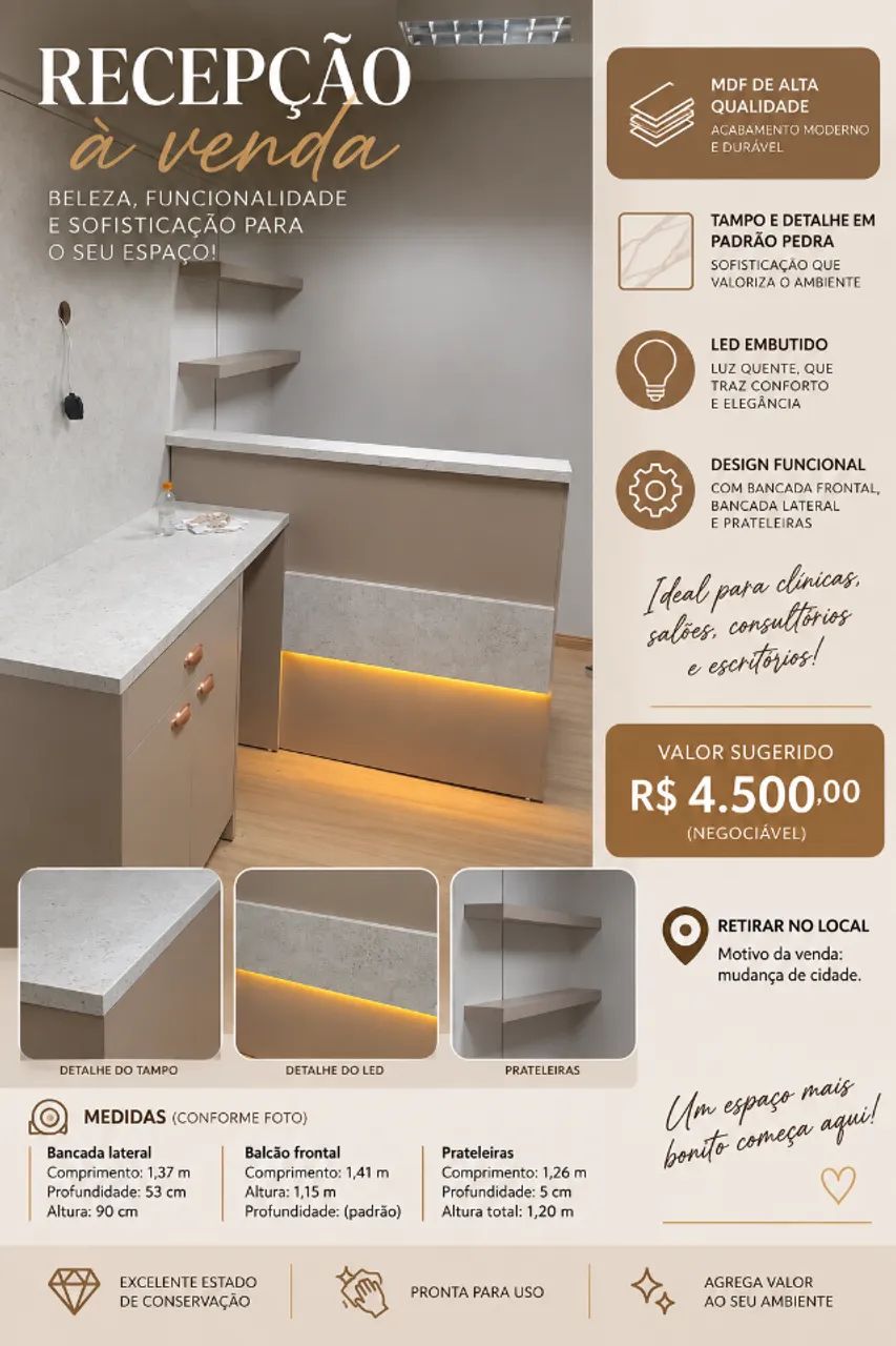 RECEPÇÃO MDF PLANEJADA COMPLETA À VENDA