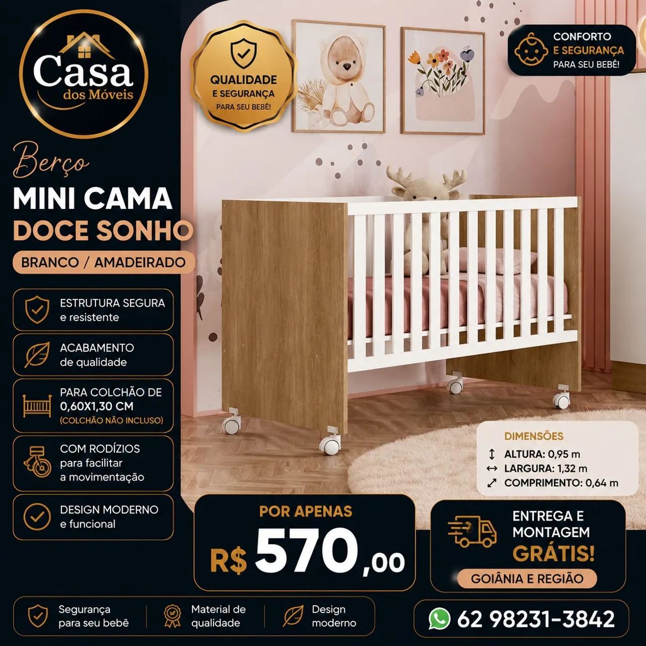 Berço - Branco Amadeirado 