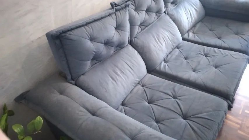 Sofá Retrátil e Reclinável 3 Lugares (2 metros) - Suede Azul - Foto 2