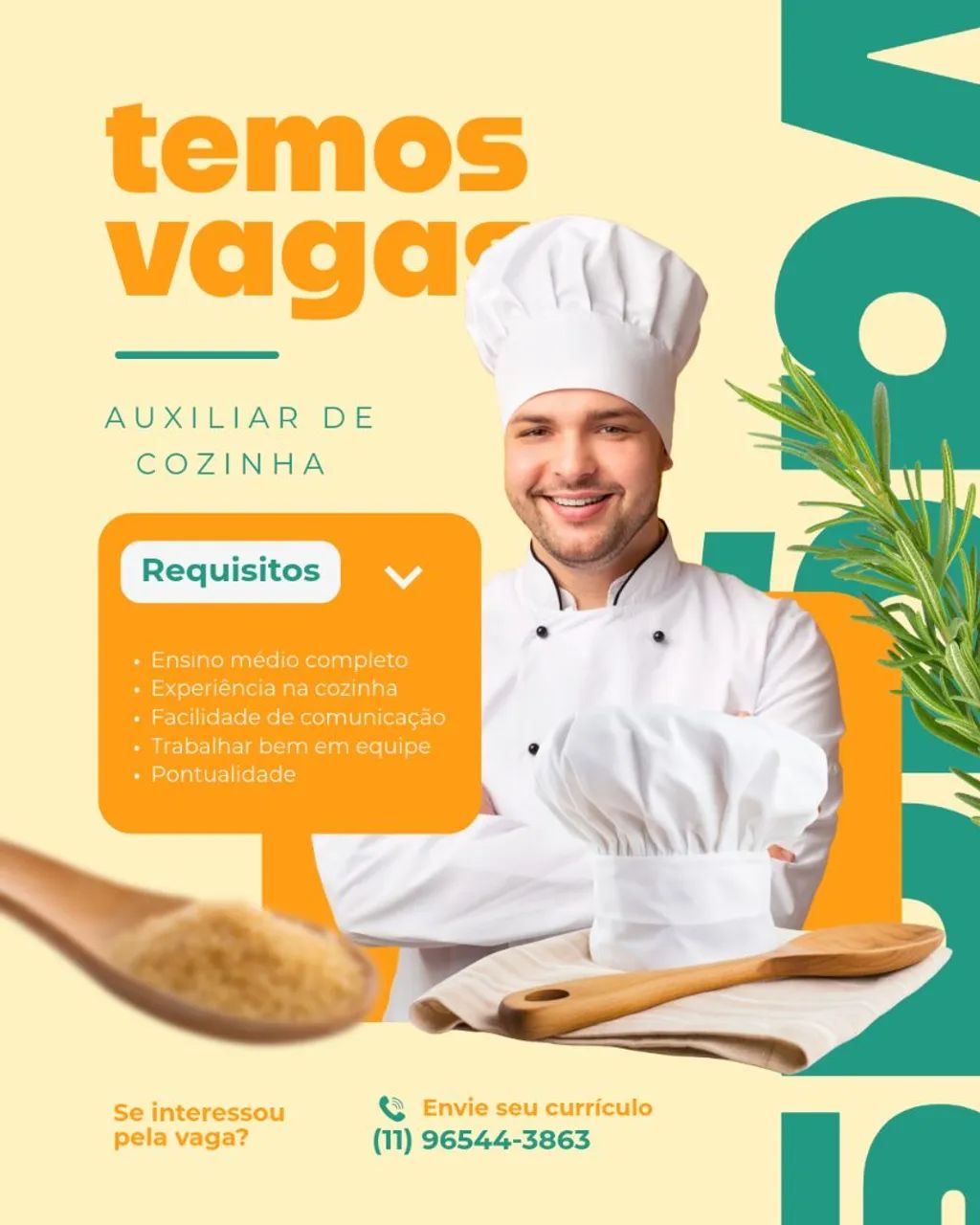 Vaga auxiliar de cozinha