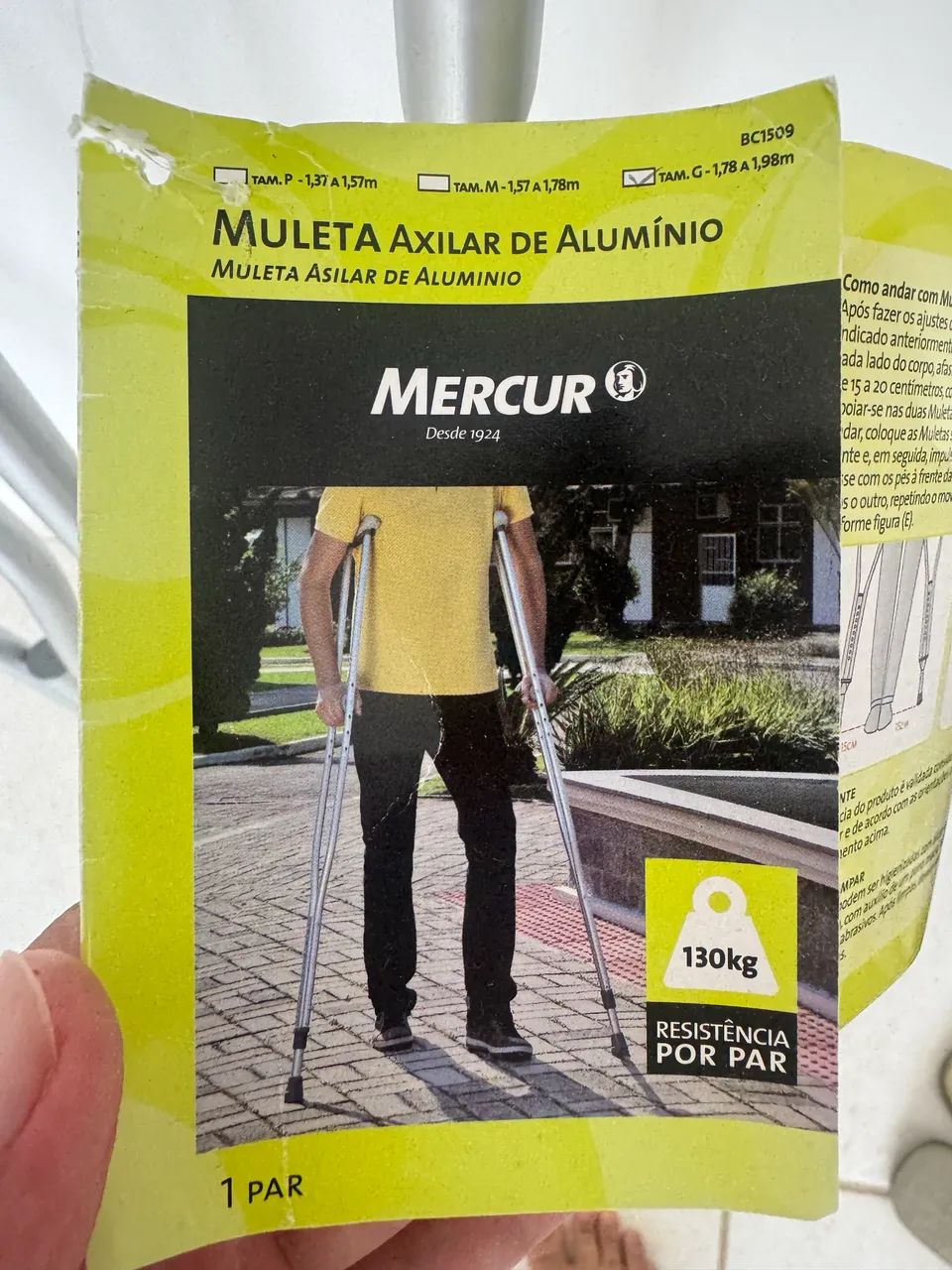 Muletas de alumínio Mercur prateado 