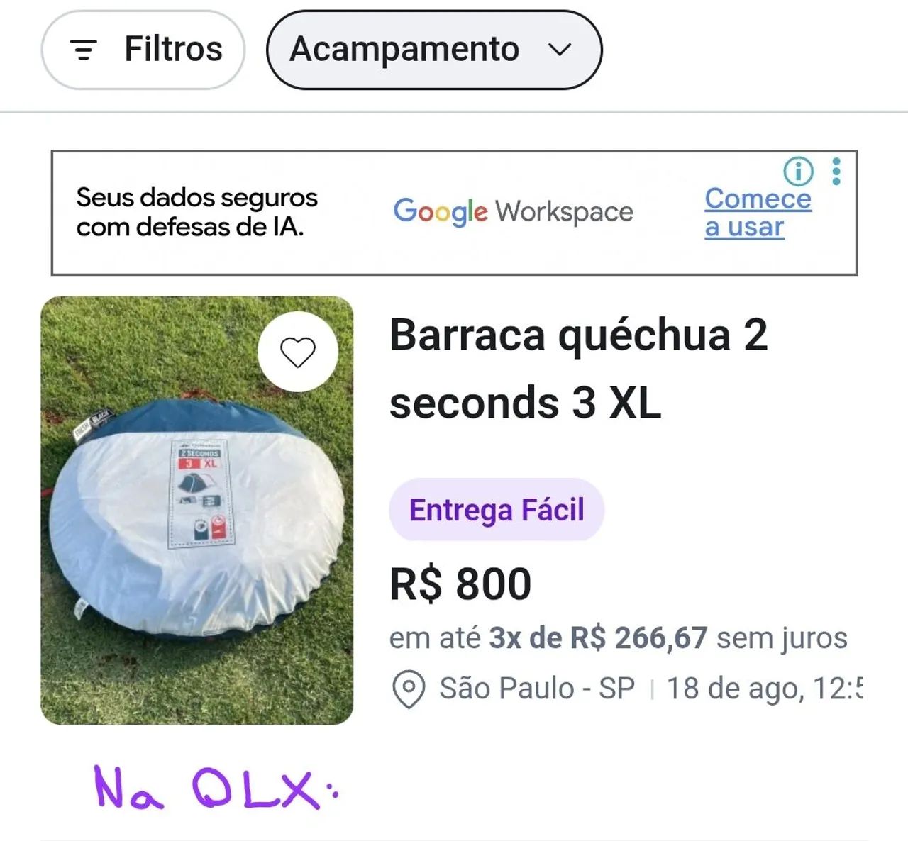 Barraca 3 pessoas XL - Quechua 2 seconds - Foto 5