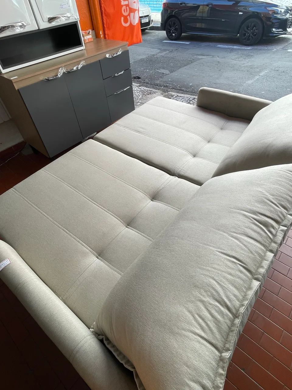 Sofá cama Baraúna Retrátil e Reclinável 3 lugares 2,00m em linho - Foto 2