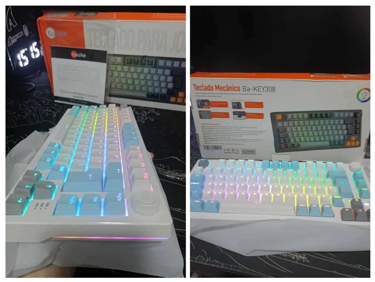 Teclado mecânico tri modo 75% basike novo na caixa 