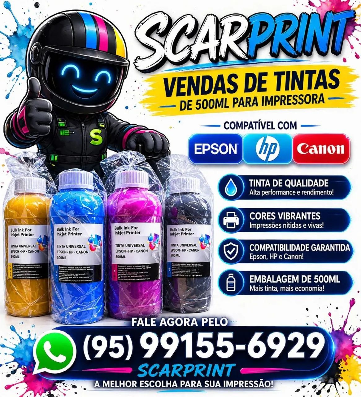 Tintas de 500ml de impressora Epson HP e cânon entrega sem taxa 