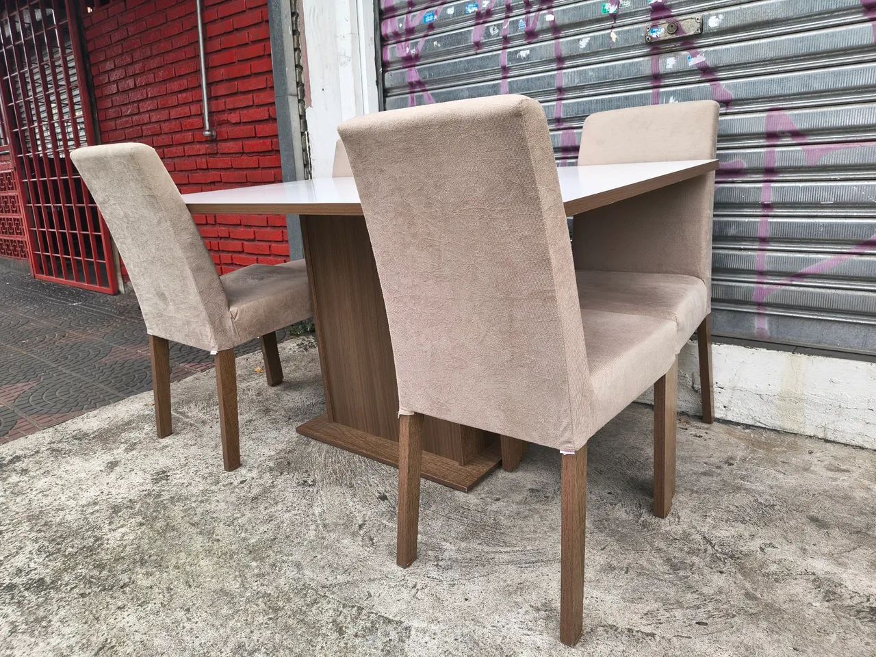 Mesa de jantar 4 cadeiras off white - Foto 3