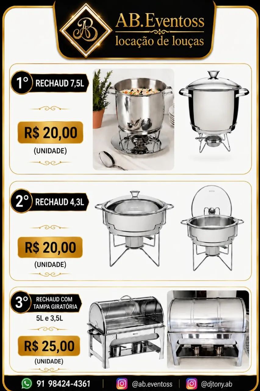 ALUGUEL DE LOUÇAS A PARTIR DE R$:0,20 A UNIDADE. - Foto 2