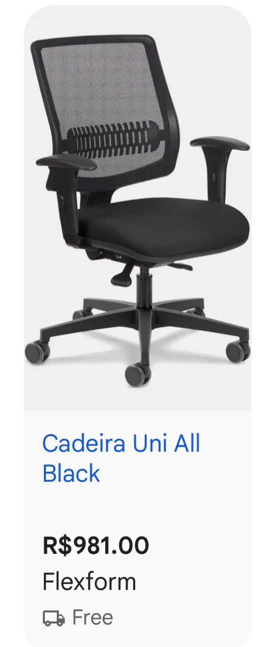 Cadeira FLEXFORM UNi Preta - Foto 6