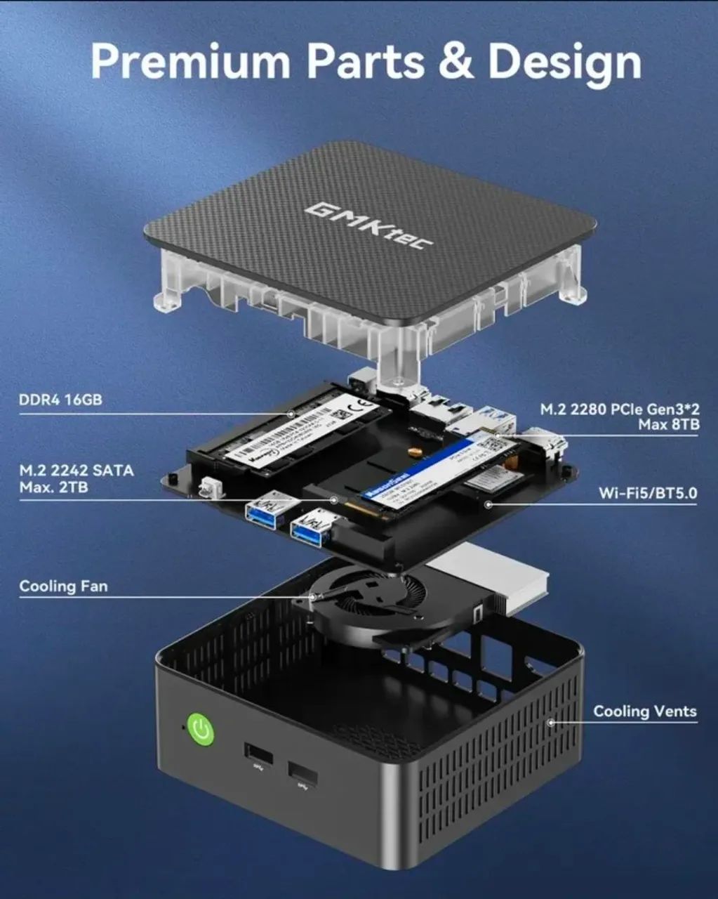 Mini Pc Gmktec Intel N95 3,4 Ghz 8 Gb 256 Gb Ssd 4k Hdmi X2