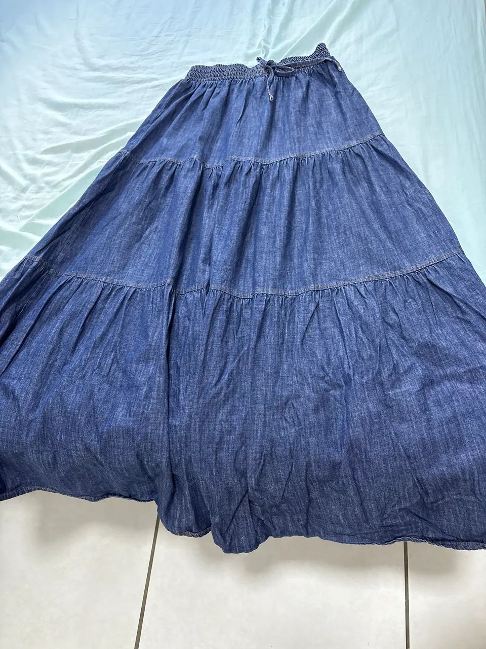 Saia jeans longa 