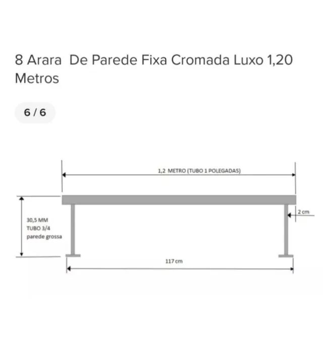 8 Araras de Parede Fixa Cromada Luxo