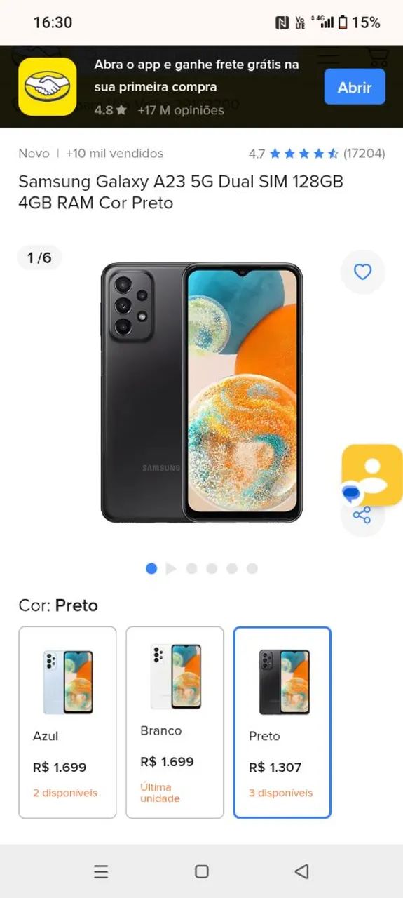 Galaxy A23 128 GB - Trocar display